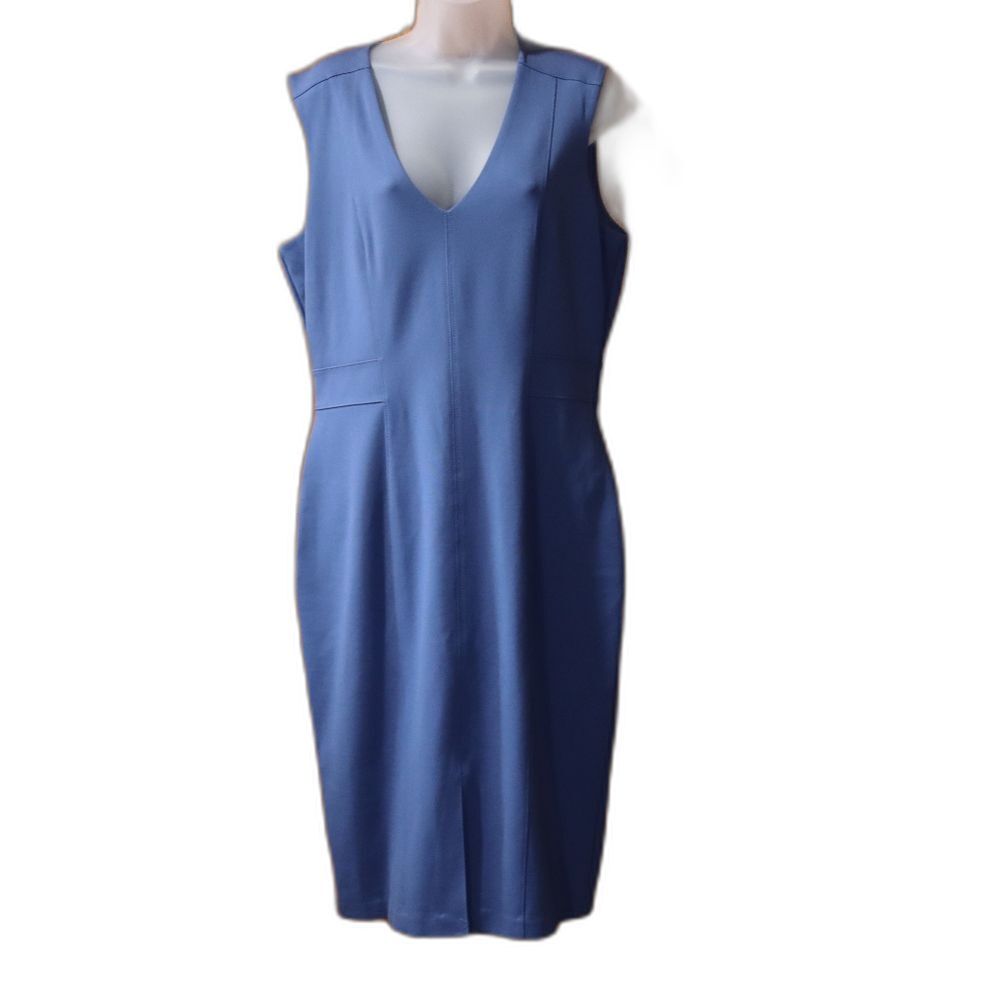 White House Black Market Blue Dress with Gold Exposed Zipper Y2K 12 NWT